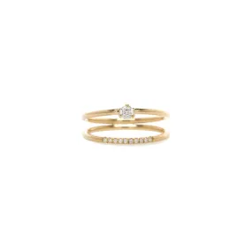 14k Pavé & Prong Diamond Split Double Band Ring