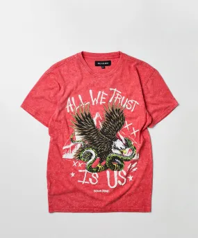 All We Trust Short Sleeve Graphic Print Tee - Red