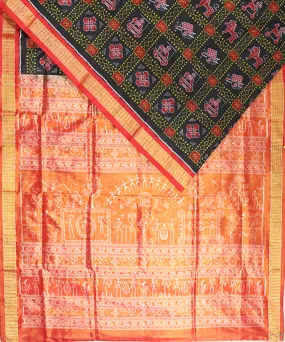 Black red silk handloom sambalpuri saree