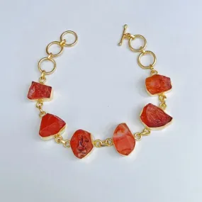 Natural Carnelian Gemstone Bezel Set Designer Bracelet