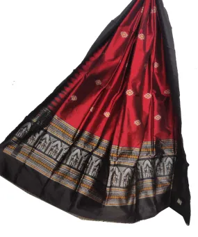 Red black handloom silk sambalpuri dupatta