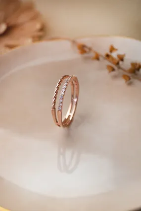 Sleek And Twisty Rose Gold Plated Sterling Silver Ring